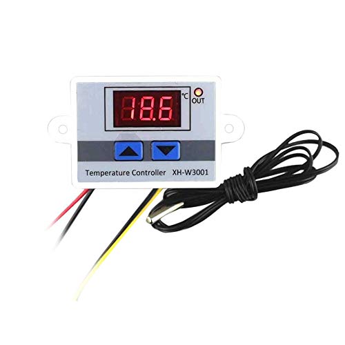 Controlador digital de temperatura LED Termostato Interruptor de control Sonda impermeable Cable Conectar Sensor de temperatura de alta sensibilidad-Blanco 12V