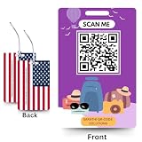 Generic 2 Smart Luggage Tags with Email Alert and Customizable Trip Details. Privacy Protected, Suitable for Every Type of Luggage Bags.(USA Flag Luggage Tag - Purple Back), 3.37 x 2.12 inch