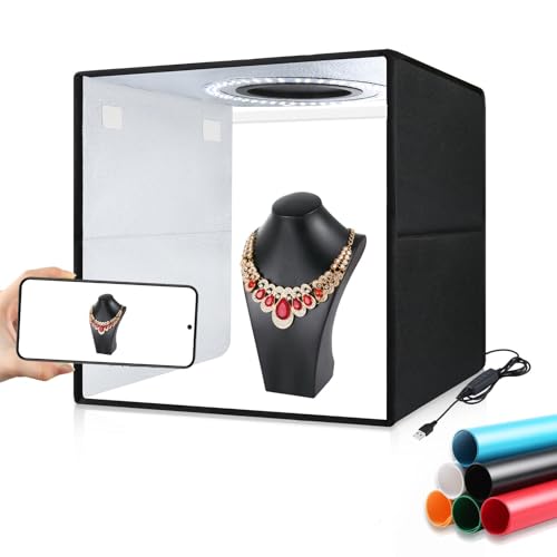 TzezFoz 30cm撮影ボックス 折りたたみ式物撮りボックス 超高輝度LEDライト120pcs / 3200K-6000K 背景色6枚 撮影ブース フィギュア 撮影ボックス 調光機能付き 小物撮影ボックス メルカリ 撮影 組立簡単 プラモデル 撮影 背景（30x30x30cm）