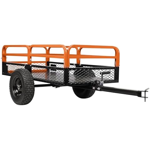Heavy Duty Utility Trailer, 1600 LB Capacity, 15 Cu.Ft ATV Trailer Pull Behind with Removable Sides & All Terrain Tires, Lawn Tractor Dump Cart for Garden Yard, Orange Cover