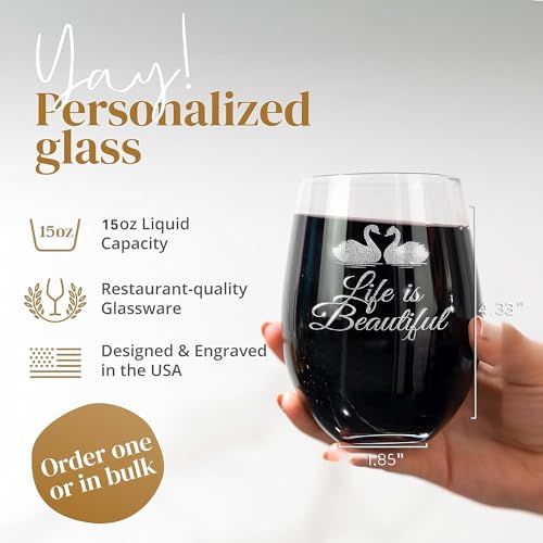 Yay! Personalized Gifts Personalized 15Oz Stemless Wine Glass With Your Photo, Logo Or Text - Fun Gift For Birthdays, Best Friend, Mothers Day, Bridesmaid  thumb #3