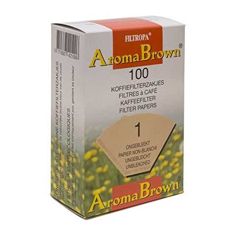Filtropa AromaBrown Unbleached Disposable Pour Over Coffee Cone, Number 1-Size, Box of 100, No. 1 UNB Filter Cover