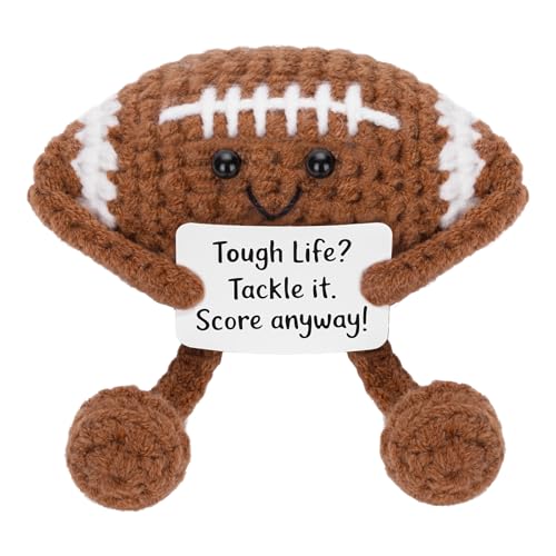 COZYMATE Positive Crochet Football Stuffed Animal with Affirmation Card