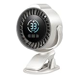 Oudisstech Clip On Rechargeable Fan with LED Light 100 Speed (Need Long Press), 720Β° Adjustment, Small Protable Desk Fan Quiet Clamp Base 12H Battery, 7 Blades for Dorm Bedroom Travel Camping