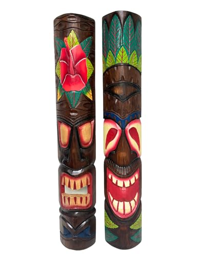 WorldBazzar Set of 2 40" Polynesian Hawaiian Tiki Bar Style