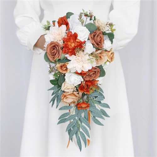 BRYER Künstlicher Rosen-Brautstrauß, Handgefertigte Hochzeitssträuße, Wasserfall-Brautstrauß Für Romantische Hochzeitsfeier BRYER Künstlicher Rosen-Brautstrauß, Handgefertigte Hochzeitssträuße, Wasserfall-Brautstrauß Für Romantische Hochzeitsfeier