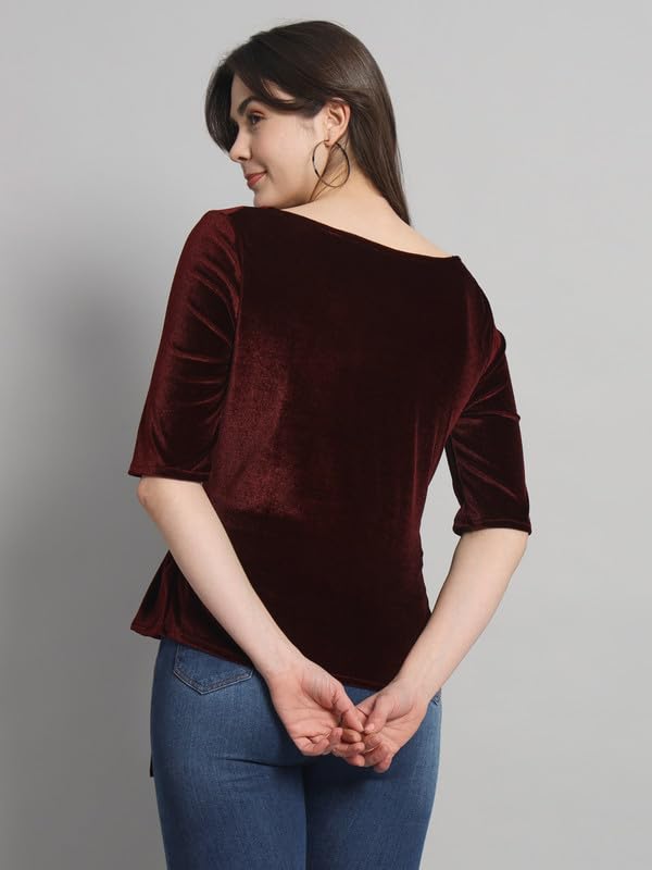 Image of Vaararo Women Dress Shirt, Velvet, Regular Fit