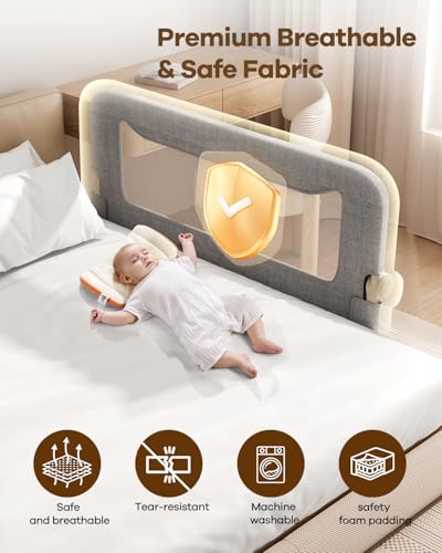 image for GrowthFun Foldable Bed Rail for Toddlers, 47in Reinforced Carbon Steel