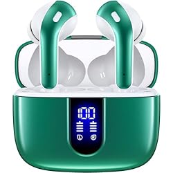TAGRY Bluetooth Headphones True Wireless Earbuds 60H Playback LED Power Display Earphones with Wireless Charging Case IPX5 Waterproof in-Ear Ear buds with Mic for TV Smart Phone Laptop Computer Sports