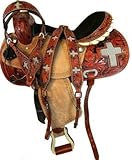  Blue Lake Premium Western Leather Barrel Racing - Silla de montar de caballo para adulto (719, 18 asientos), color negro