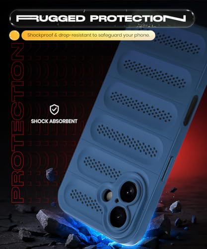 Image of WOW IMAGINE Ultimate Silicone Back Cover Case for iPhone 16 | Heat Dissipation Thin Soft TPU | 360 Camera Protection | Breathable Cooling Holes (Deep Blue)