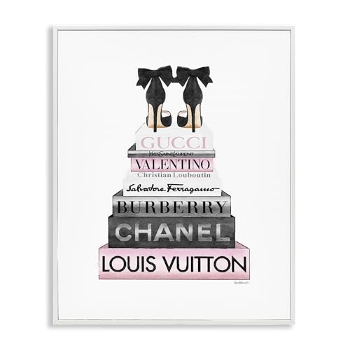 Image of Black Heels Pink Bookstack Glam, 16 x 20 Inch Framed Giclee Print