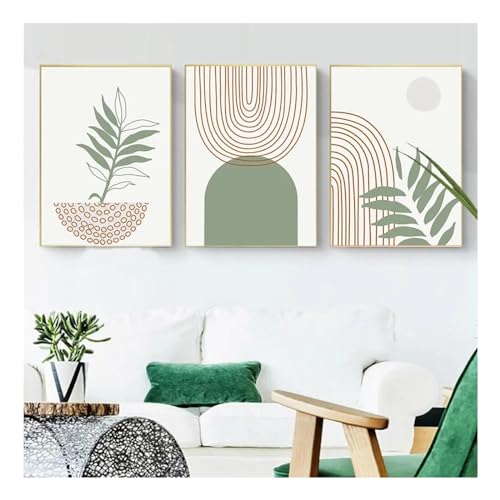 Peinture sur toile feuilles vertes et affiche bohème 75x100 cm