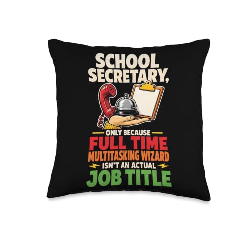 School Secretary Full Time Multitasking Wizard Front Office Throw Pillow