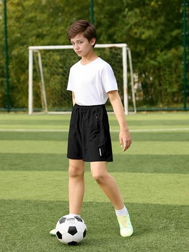 Resinta 3 Pack Boys Athletic Shorts with Zipper Pockets Dry Fit Lightweight Hiking Cargo Shorts for Gym Outdoors4