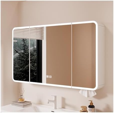 Gray Wall Cabinet with 2 Mirrors, High-Def Defogging Bathroom Storage, Aluminum Alloy, Versatile Design for Home, 100x70cm (39.4x27.5in)