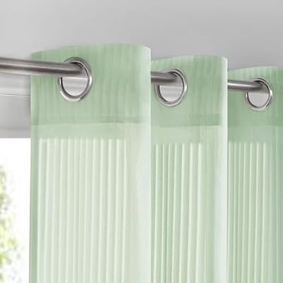 Sovtfides Sage Green Sheer Curtains 84 inches Long - Home Decoration Grommet Airy & Lightweight Elegant Window Treatments with Light Filtering for Bedroom/Living Room (2 Panels, W62 x L84)