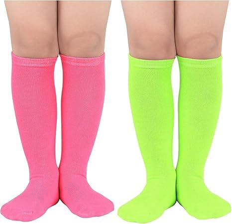 Zando 2 Pack Kids Soccer Socks Knee High Socks Neon Green Hot Pink 10-12Y by Zando - Used condition - US$6.64