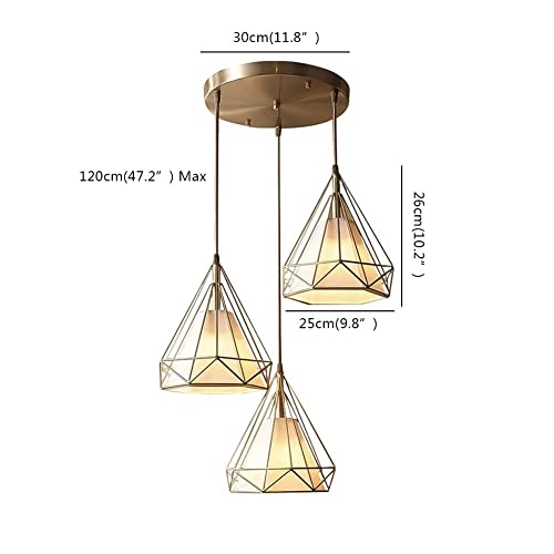 Lámpara de techo E27 dorada con diseño diamond nórdico y elegante estructura de 3 luces 5