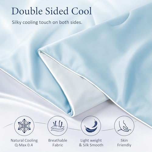 Image of Cooling Comforter for Hot Sleepers, King 106x90, Light Blue | Cooling blanket feel, Q-Max >0.4 cool touch, double-sided cooling, Sorona fill, for night sweats, lightweight & breathable