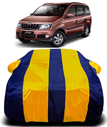 Image of Waterproof Car Cover with Ultra Surface Body Protection (Yellow Stripes) (Mahindra Xylo)
