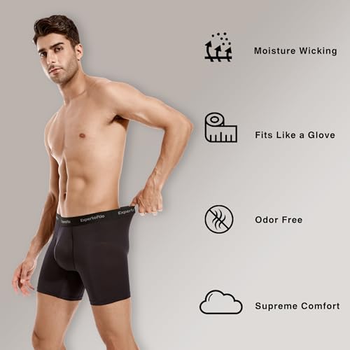 Men's Underwear Boxer Briefs 6 Inch Moisture Wicking Underwear for Men Pack, Anting Chafing, Fly Pouch XL4