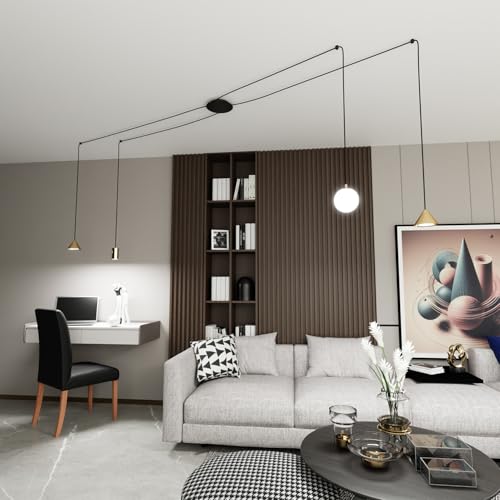 Sospensione Moderna Decentrata 4 Luci Oro - 5