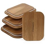 dokaworld Natural Acacia Lids Set for Food Storage Glass Containers (4pcs) - Lids are compatible with all Glass Food Storage Containers Sets