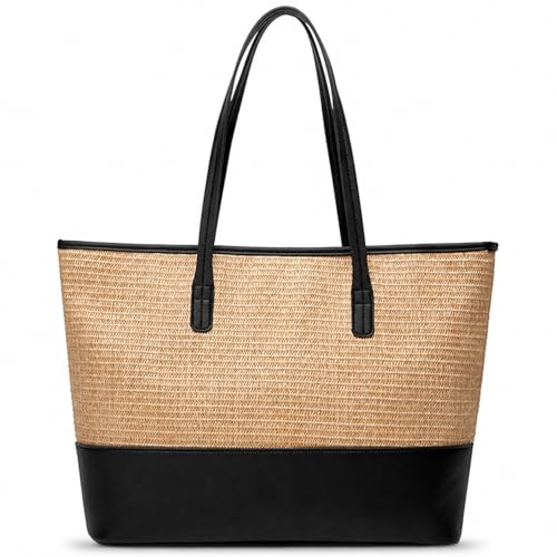 Image of QZUnique Straw Handbags Women Summer Beach Straw Hobo Tote Bag Hand Woven Handbag Tassel Shoulder Bag Purse