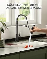 FORIOUS Wasserhahn Küche, Wasserhahn Küche Ausziehbar, 360° Schwenkbar Spiralfeder Spültischarmatur Küche, Einhebel-Warm- und wasserhahn, Matt Schwarz – Ansicht 9
