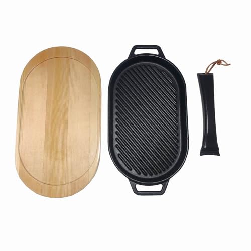 Oval Cast Iron Grill with Removable Handle