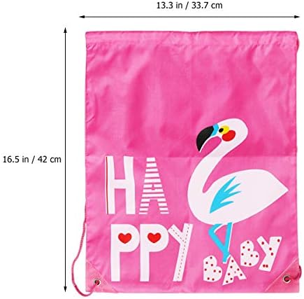 TENDYCOCO Drawstring Backpack Universal Flamingo Pattern Portable Waterproof Sports Gym Bag Outdoor Fitness Bag for Women Men Children (Pink)