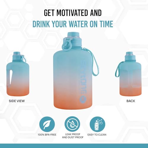 Image of SKYTONE Water Bottle For Gym- Extra-Strong Leakproof BPA Free Large Water Jug Half Gallon Hydrate Bottle with Handle Ideal for Adults Men Sports Gym Fitness Outdoor Cycling - 2.2 Litre (Blue)