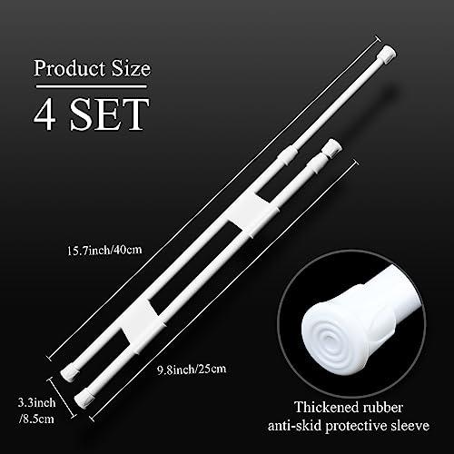 Zubebe Double Rv Refrigerator Bar Fit Small Fridge White Adjustable Spring Tension Fridge Rod Rv Refrigerator Accessories, Fridge Bars For Holding Food Drinks In Place, 9.8-15.7 Inch (4 Sets) #TOP1