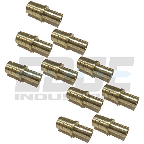 EDGE INDUSTRIAL 1" X 3/4" Hose ID Brass Barb Reducer SPLICER Fitting Fuel/AIR/Water/Oil/Gas/WOG (Qty 10)
