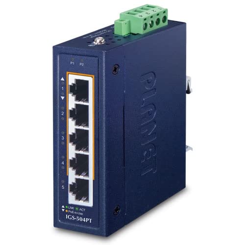 IGS-504PT Compact Industrial 4-Port 10/100/1000T 802.3at PoE + 1-Port 10/100/1000T Ethernet Switch (-40~75C) miniatura 1