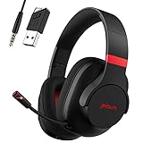 Picun 2.4Ghz/Bluetooth Wireless Gaming Headset for PC, PS5, PS4, Bluetooth Headphones with Retractable Noise-Cancelling Microphone, Soft Memory Foam Over-Ear Headsets for Cell Phone, Laptop, Computer