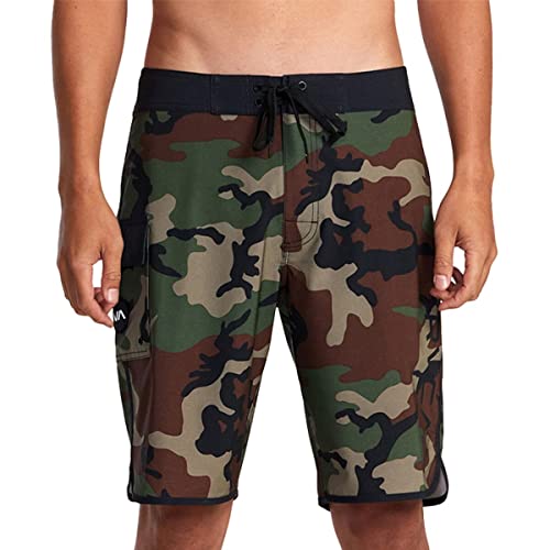 Rvca Mens Eastern 4-Way Stretch Swim Trunks - Eastern 20 (Woodland Camo, 32) #TOP13