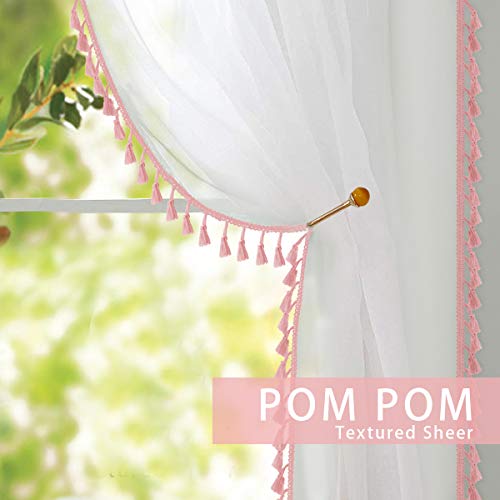 Pink Sheer Curtains 96 Inches Long For Living Room 2 Panels Rod Pocket Summer Lightweight Blush Linen Look Curtains For Family Room Dining Bedroom Sunroom Patio Farmhouse Style Beach 52X96 Length #TOP5