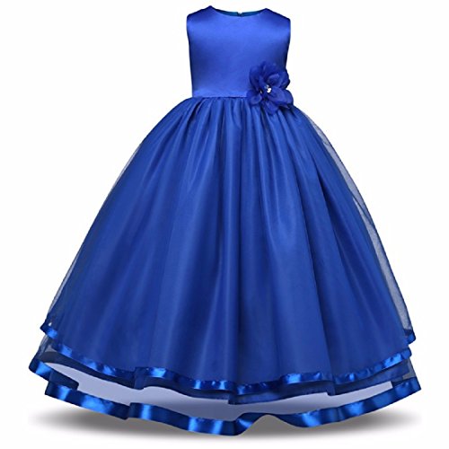 Image of Baby Girls Red Satin Round Nack Fit and Flare Maxi Dress (WLT-061 10-11Years Kidswear)