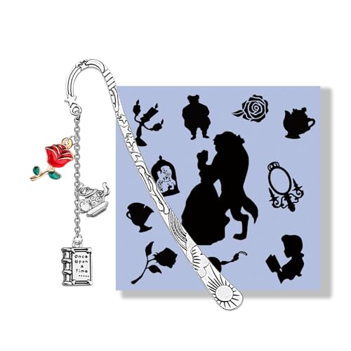 MAOFAED Segnalibro in metallo per amanti dei libri, idea regalo con principessa Belle, idea regalo per amanti dei libri (beautybeast bookmark2)
