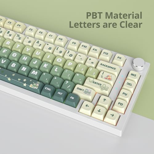 Image of Guffercty kred 133 Keys XDA Profile Green keycaps 75 Percent Cute PBT Keyboard Caps with ISO Keys for 60% 65% 75% 96% Mechanical Keyboard (Light Green)