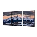 uoppoum Colorado National Park Wall Art Rocky Mountains Painting Canvas Prints Scenery Picture San Juan Mountains Poster Scenic Winter Landscape Sunrise Decor Framed Ready to Hang 12'x16' x 3 Panels