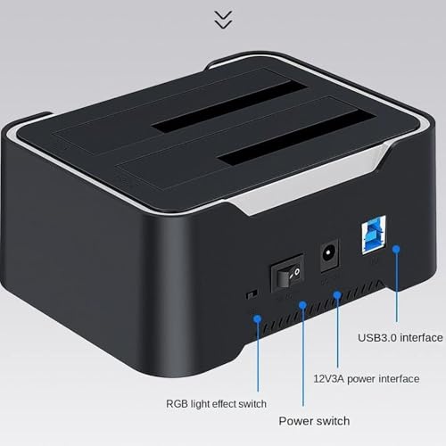 Image of ETZIN RGB SATA to USB 3.0 Hard Drive Docking Station with Offline Clone Function USB 3.0 SATA Dual Bay RGB Lamp Effect Hard Disk 2.5 /3.5 Inch Docking Station for Clone HDD SSD Used External