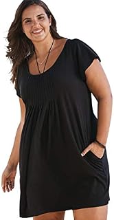 Swimsuits For All Women's Plus Size Box-Pleat Cover Up - 22/24, Black