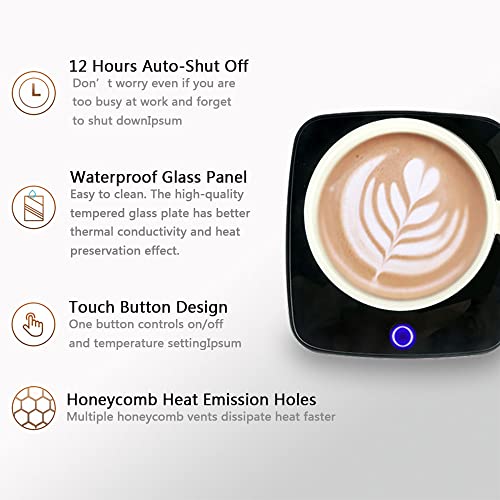 Sbory Coffee Mug Warmer, Electric Beverage Warmers for Office Home Desk Use, Smart Cup Warmer Thermostat Coaster for Hot Coffee Tea Espresso Milk Candle Wax Touchable Three Gear Options (Blue)