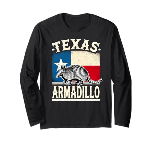 Camiseta con estampado vintage de Texas Armadillo para Texan Pride Manga Larga
