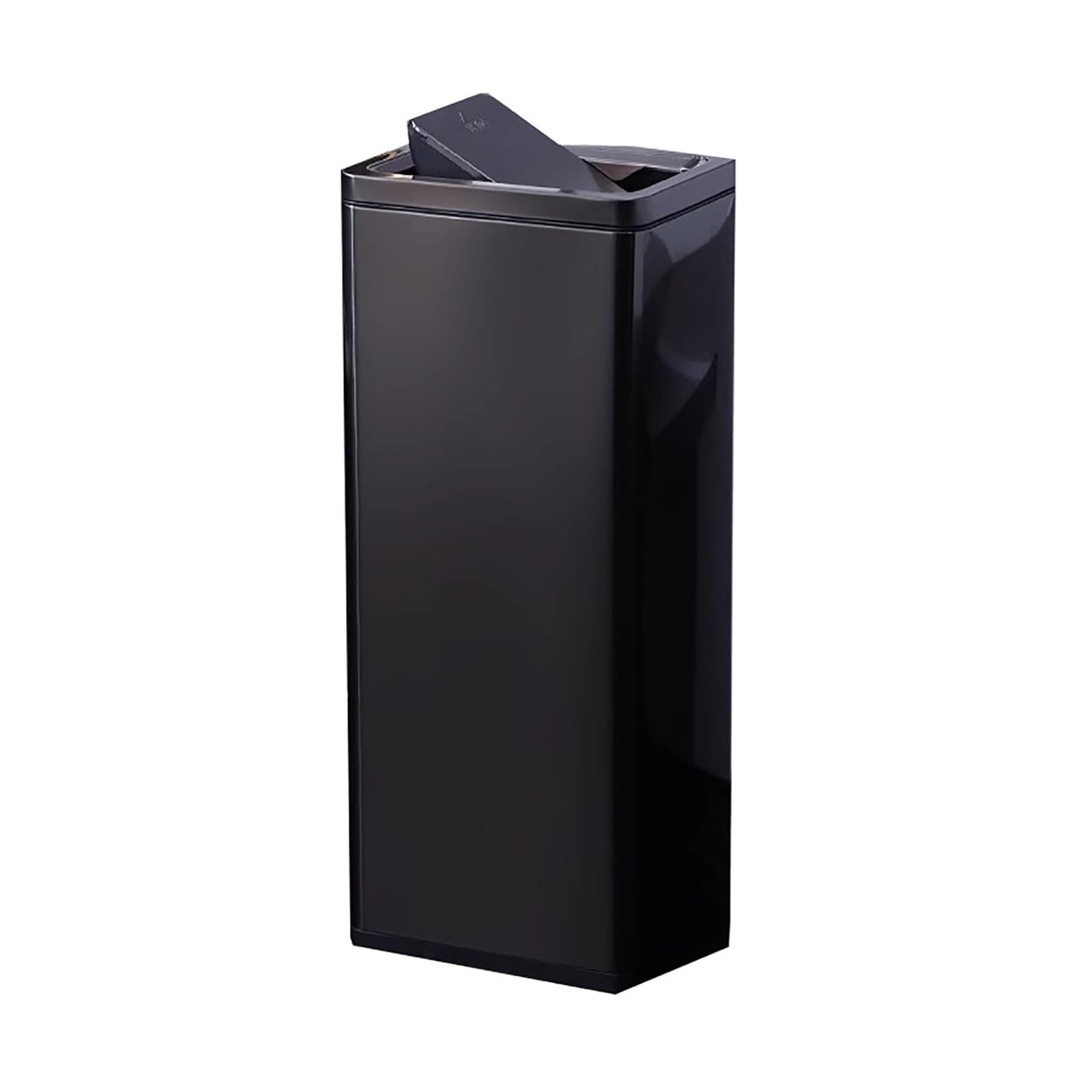 Cubo de basura de acero inoxidable con acabado pulido para espacios públicos