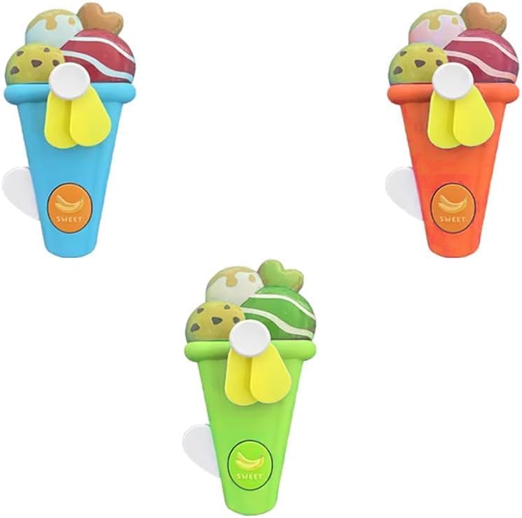 Portable Hand driven Toy without Battery, Kids Fan (Multicolor) (Ice Cream Fan 2)