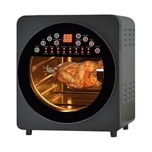 Forno ad Aria 14L con Doppio Riscaldamento e Display Touch – Air Fryer Oven Multifunzione in Acciaio, con Girarrosto, Timer Regolabile e Accessori Inclusi – Cottura Sana e Croccante Senza Olio